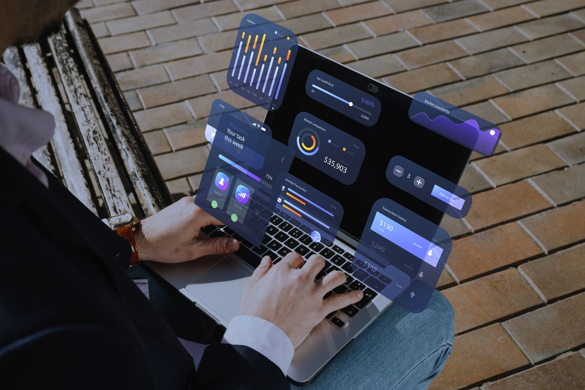 Laptop showing data dashboards